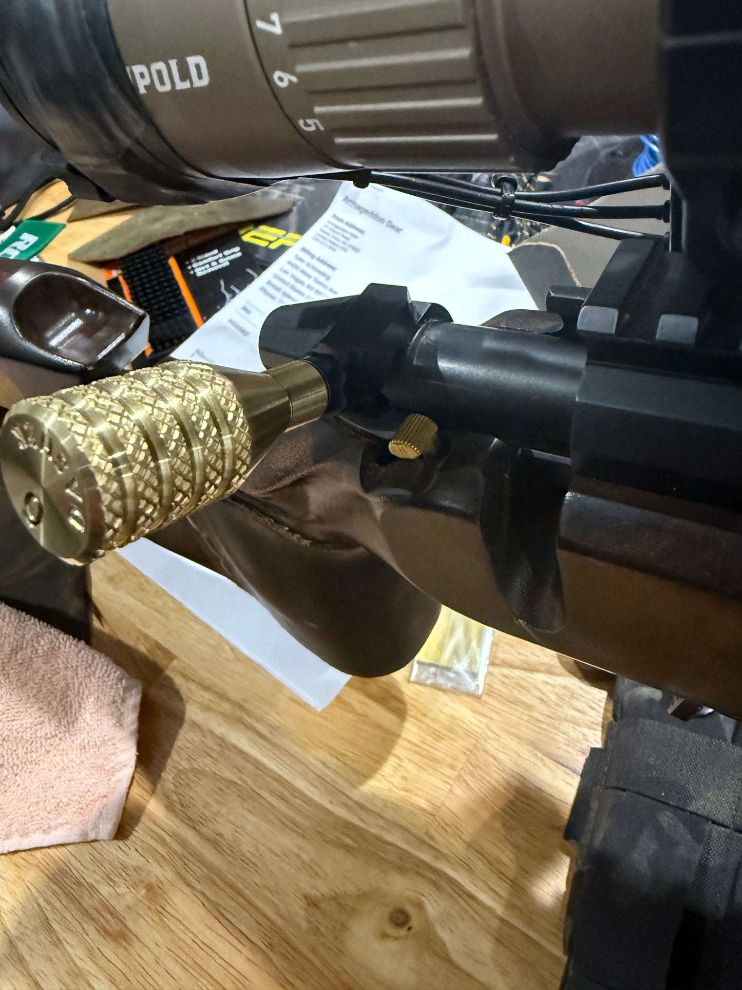 Impact Action Bolt Knob knurled with "6 Dasher" on the top.